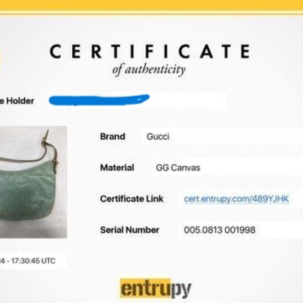 xx SOLDXXSOLD COA Gucci GG Canvas Hobo Pouchette Blue with Gold Metallic - Picture 10 of 10